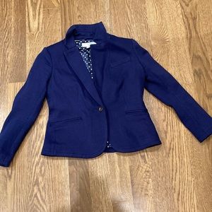Boden navy colored jersey blazer with navy and white polka dot lining size 6p